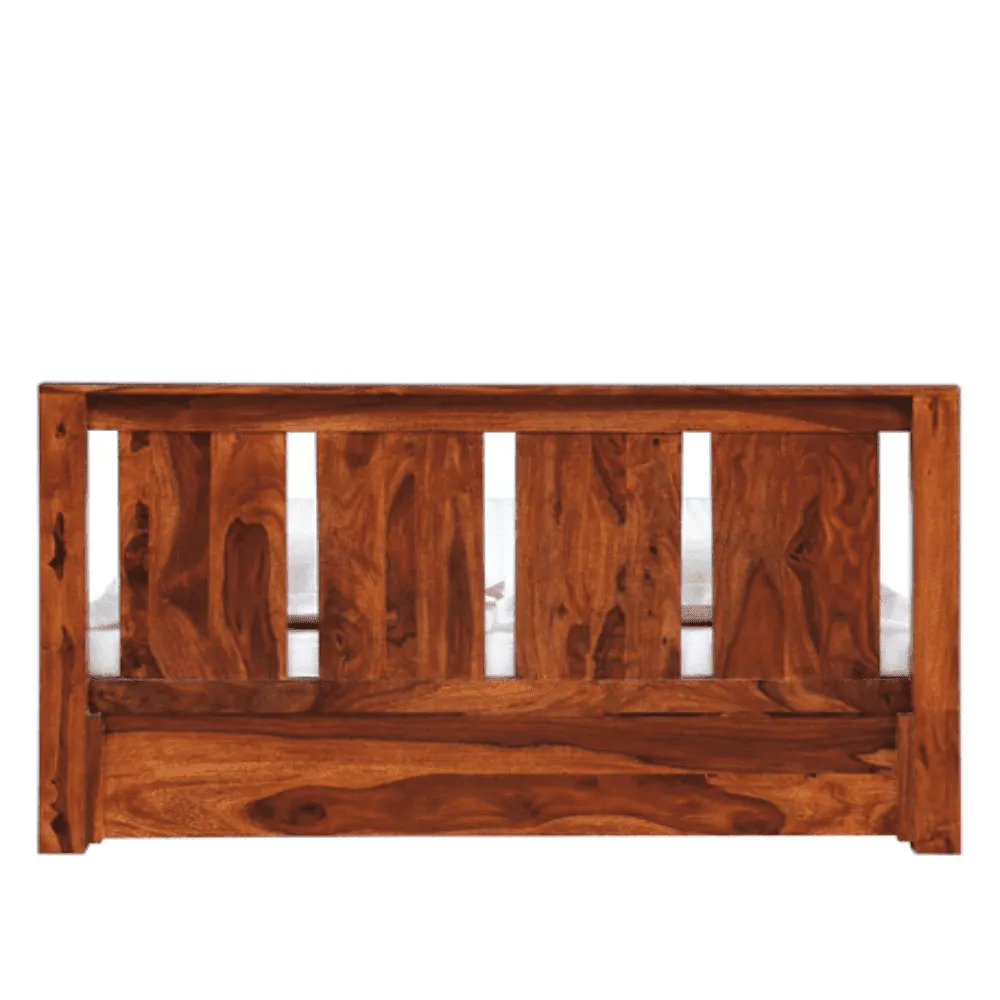 Honey Solid Wood King Size Bed with Storage in Honey Oak Finish