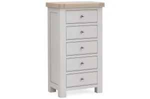 Kilronan - Grey And Oak 5 Dr Narrow Chest Of Drawers