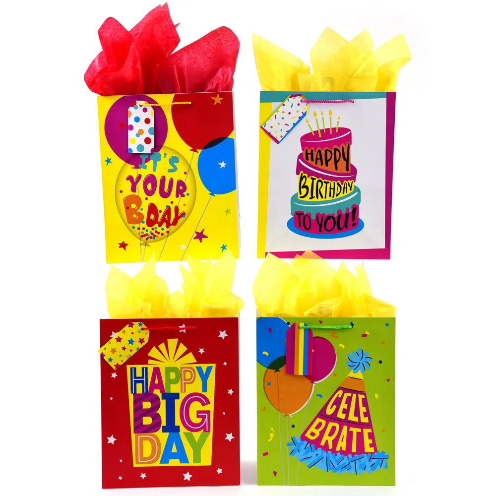 Large Birthday Cake Surprise Printed Bag, 4 Designs