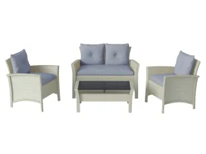 Light Blue 4 Piece Wicker Patio Set