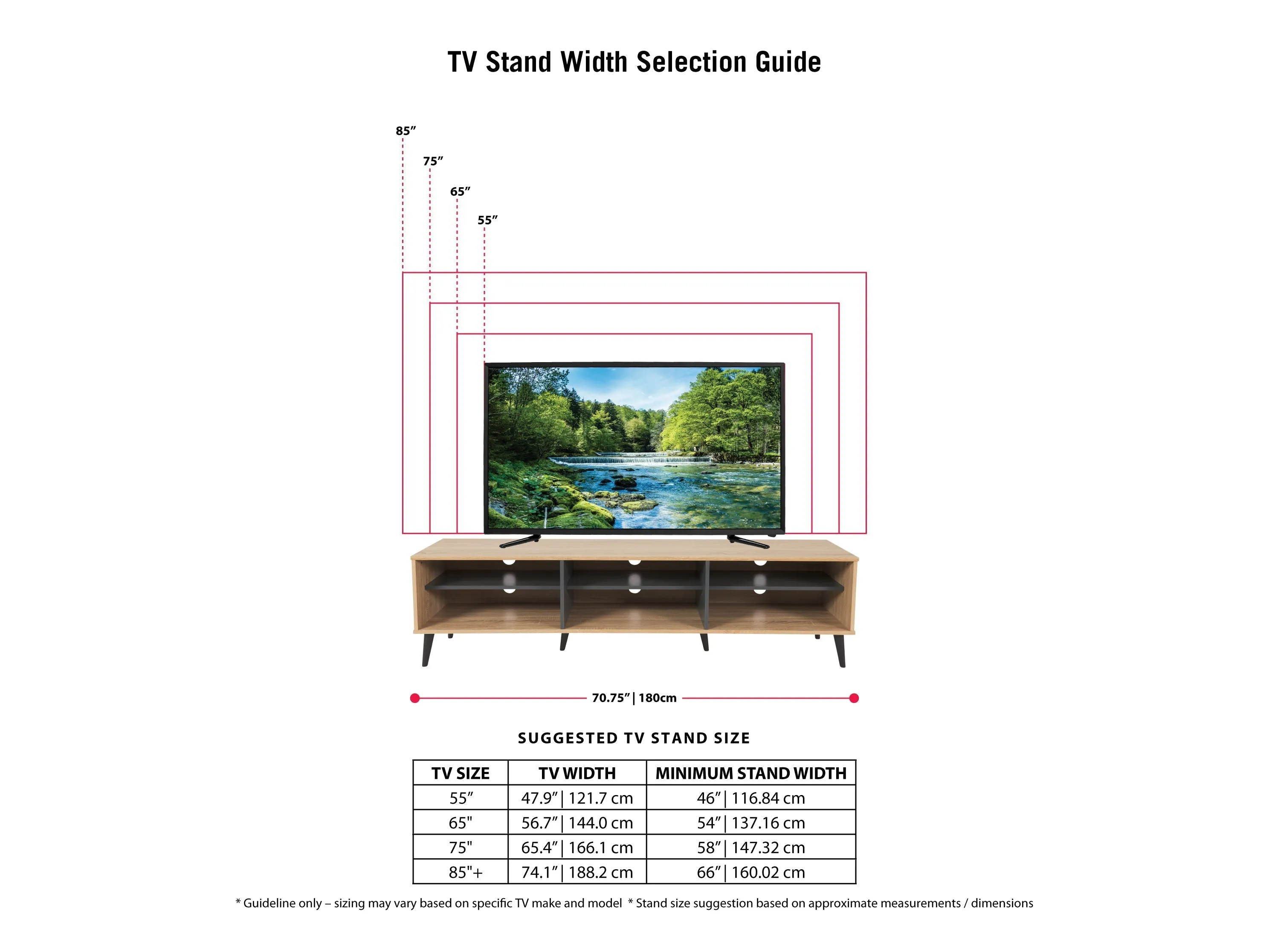 Light Wood TV Bench, TVs up to 85"