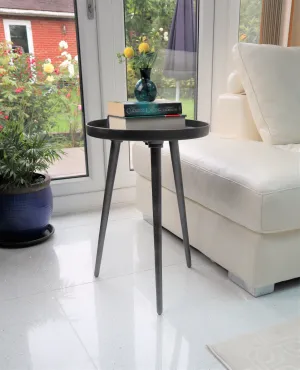 Maxine Tripods Metal Side Table, Antique Silver