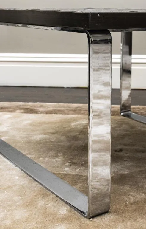 Modern Chrome End Tables W Stone Tops