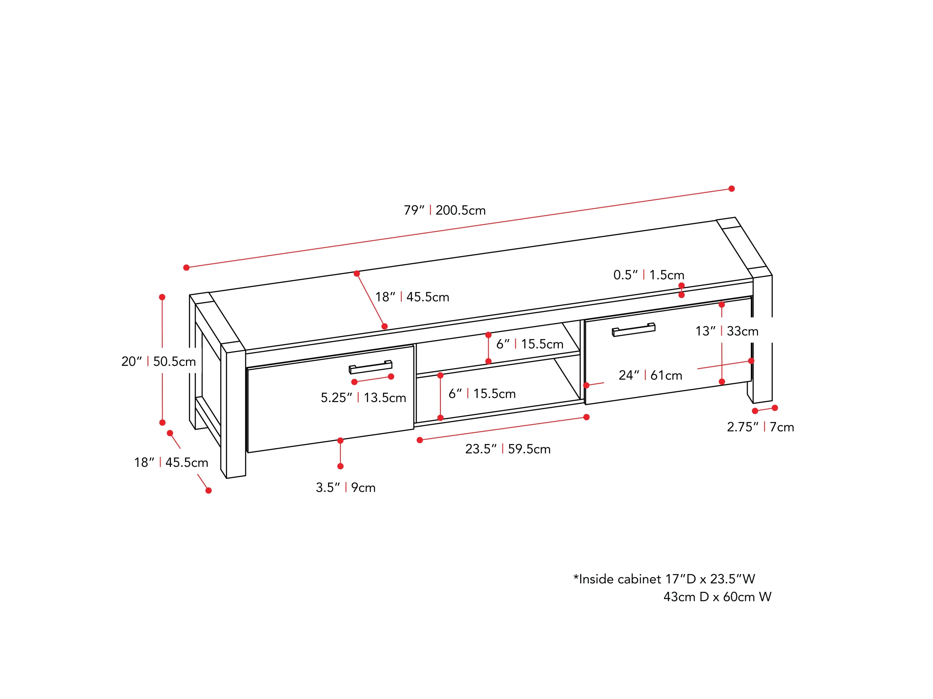 Modern TV Stand with Doors, TVs up to 95"