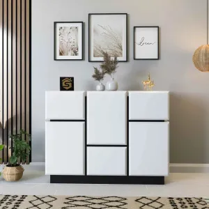 Modern White Shoe Cabinet with Hydraulic Hinges – Elegant Shoe Storage