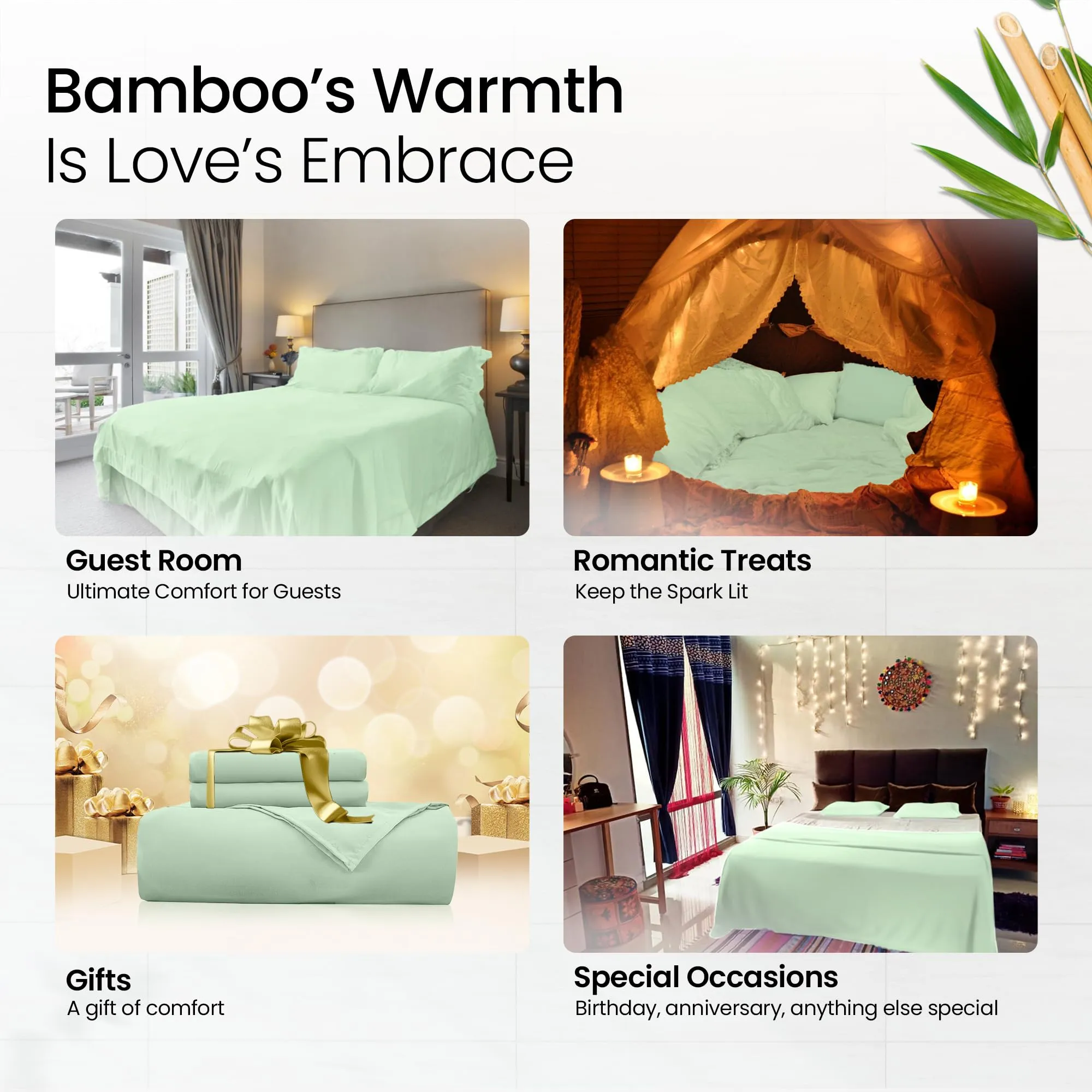 Mush 100% Bamboo Bedsheet for King Size Bed with 2 Pillow Covers | Luxuriously Soft, Breathable and Naturally Anti Microbial Thermoregulating Bed Sheet 400TC (Forest Shadow)