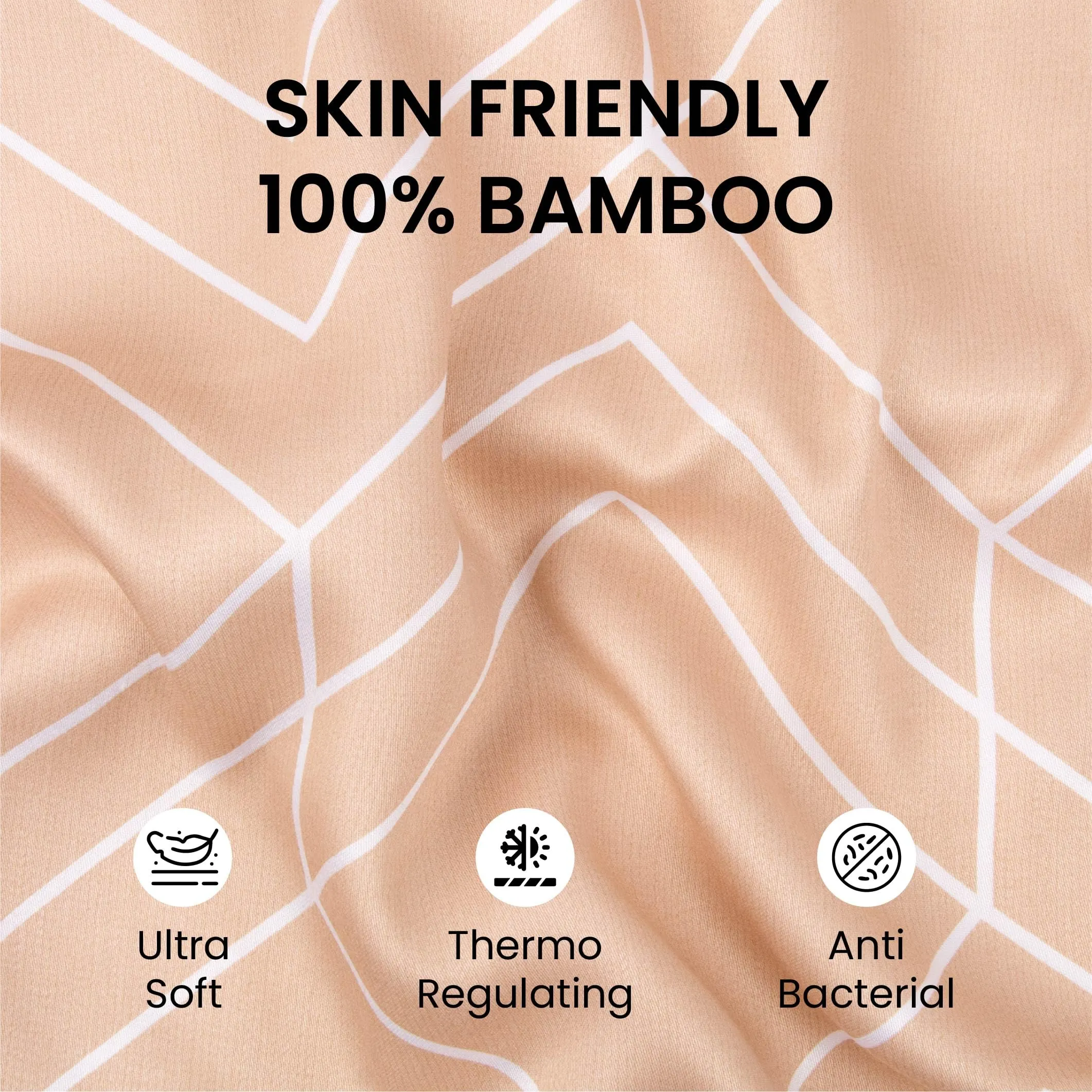 Mush 100% Bamboo Printed King Size Bed Sheet 108x108 inches | 300TC Bedsheet for Double bed | Ultra Soft, Naturally Anti Microbial & Cooling Double Bed Luxury Sheets | Pack of 1, Calm Coral