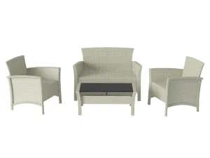 Off White Wicker Patio Set 4pc