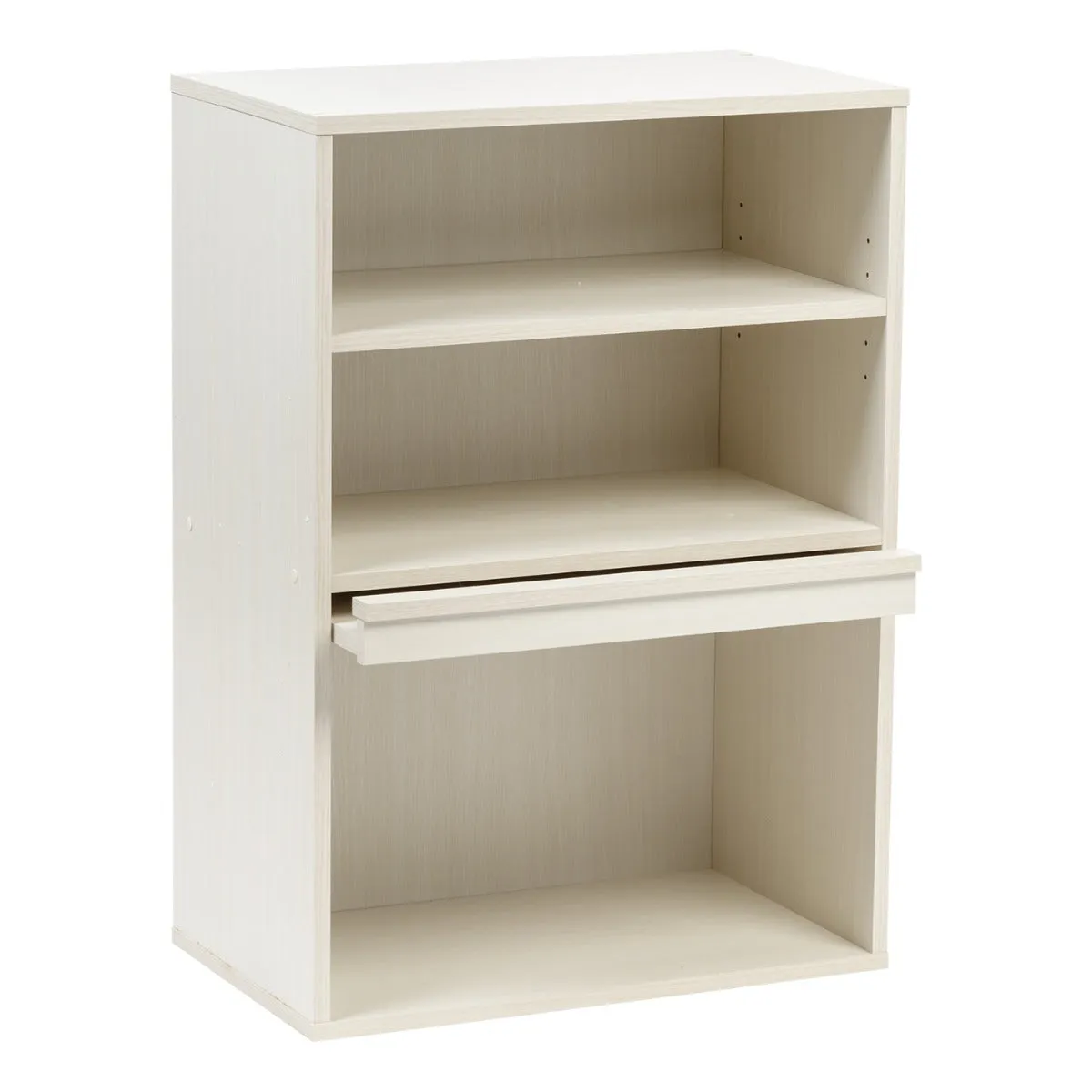 Open Wood Shelf with Pocket Door, Off White