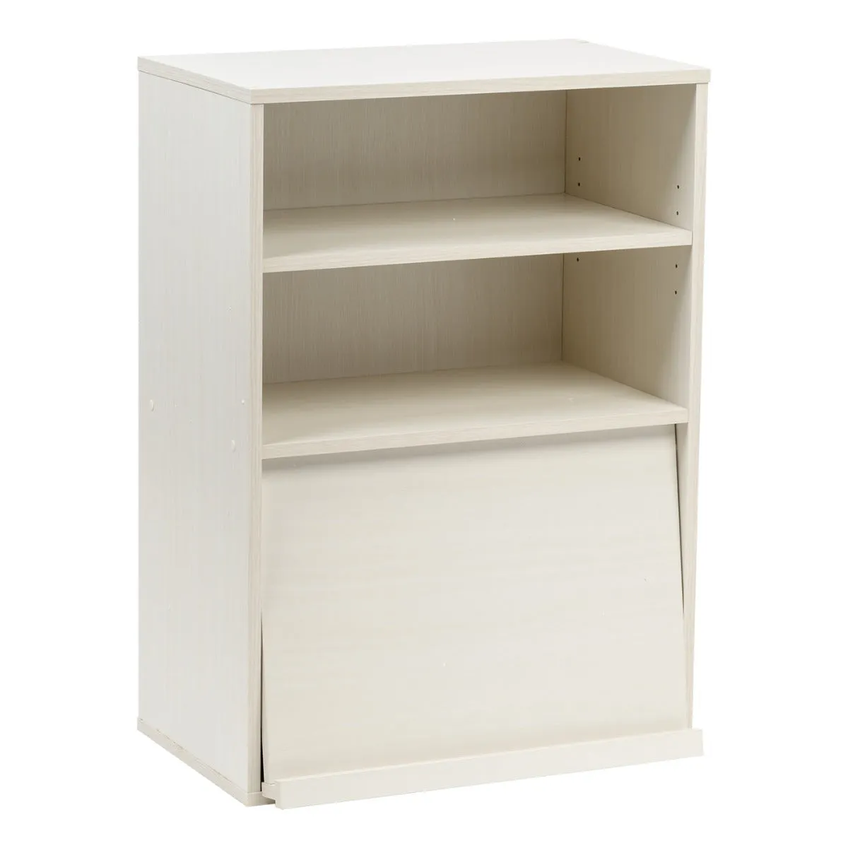 Open Wood Shelf with Pocket Door, Off White