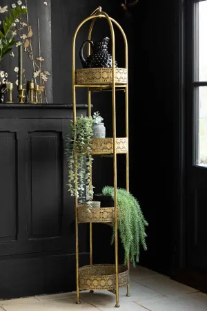 Ornate Gold Tall Tray Shelves