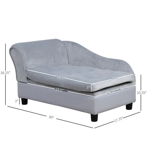 PawHut Pet Sofa Couch with Storage Function Sponge Cushioned Bed.