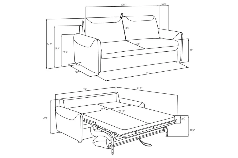 Rylie Upholstered Sofa Sleeper with Queen Mattress Beige 360027