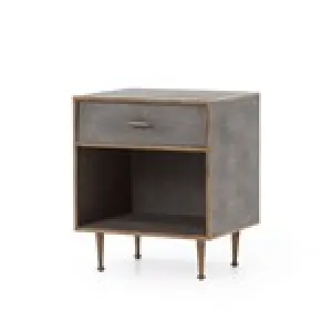 SHAGREEN BEDSIDE TABLE-ANTIQUE BRASS