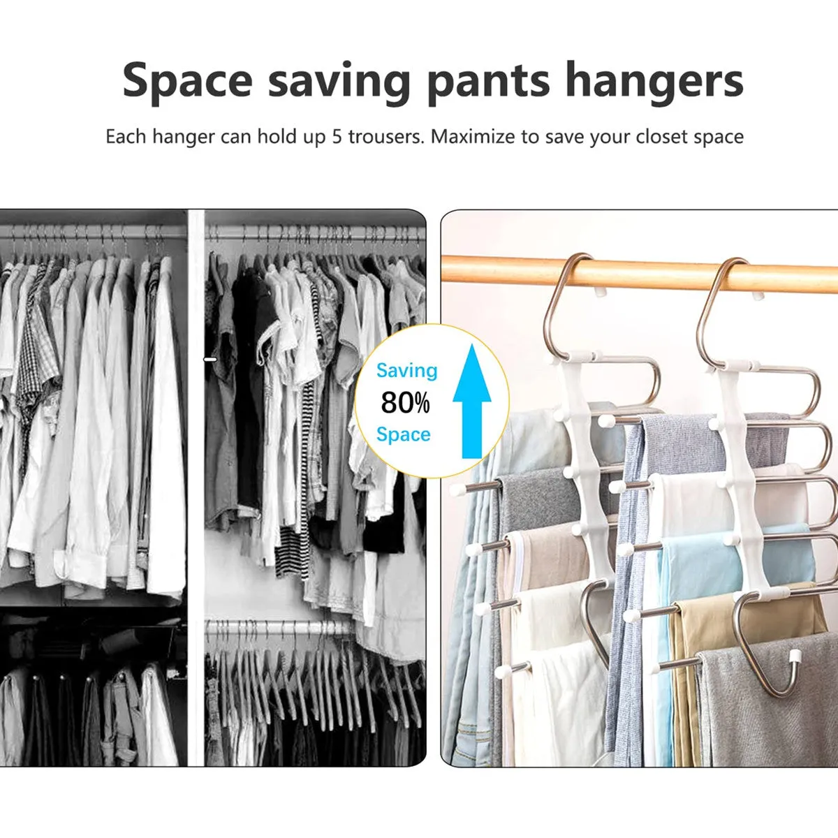 Space Saving S-Type Stainless Steel Clothes Pants Hangers