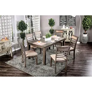 TAYLAH Weathered Gray/Beige 7 Pc. Dining Table Set