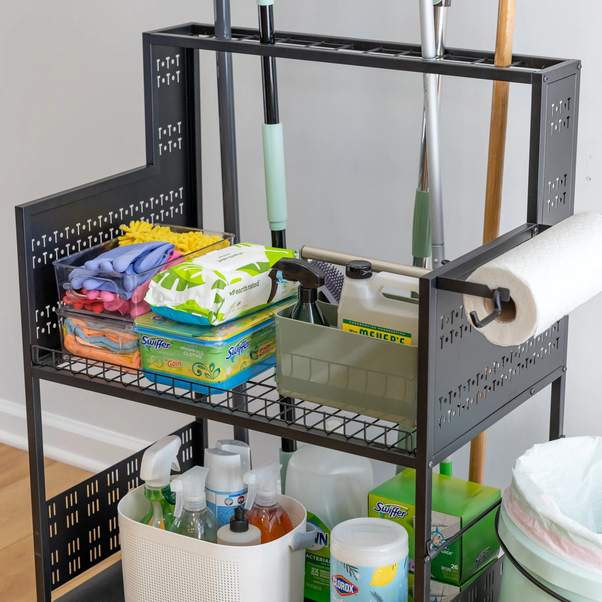 The Everything Utility Cart with Pegboard & Bucket Rack