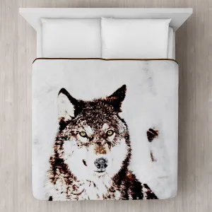 Timber Wolf Printed Plush Mink Blanket 78x94