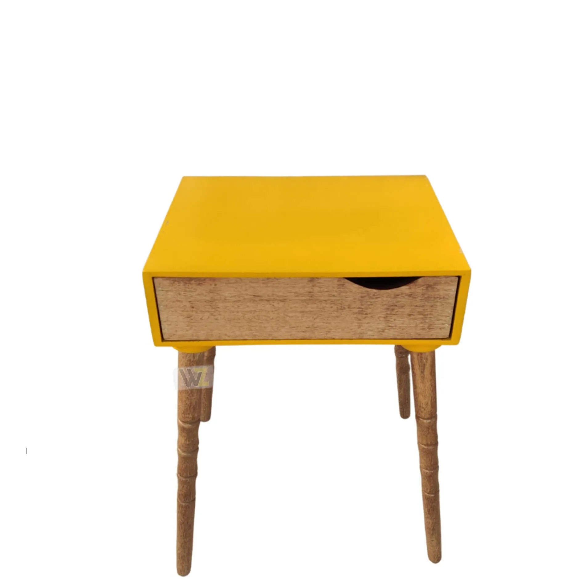 WoodenZone Nightstand, Mid-Century Modern Bedside Table with Solid Wood Legs, Adorable and Practical End Side Table with Storage Drawer for Living Room -Yellow