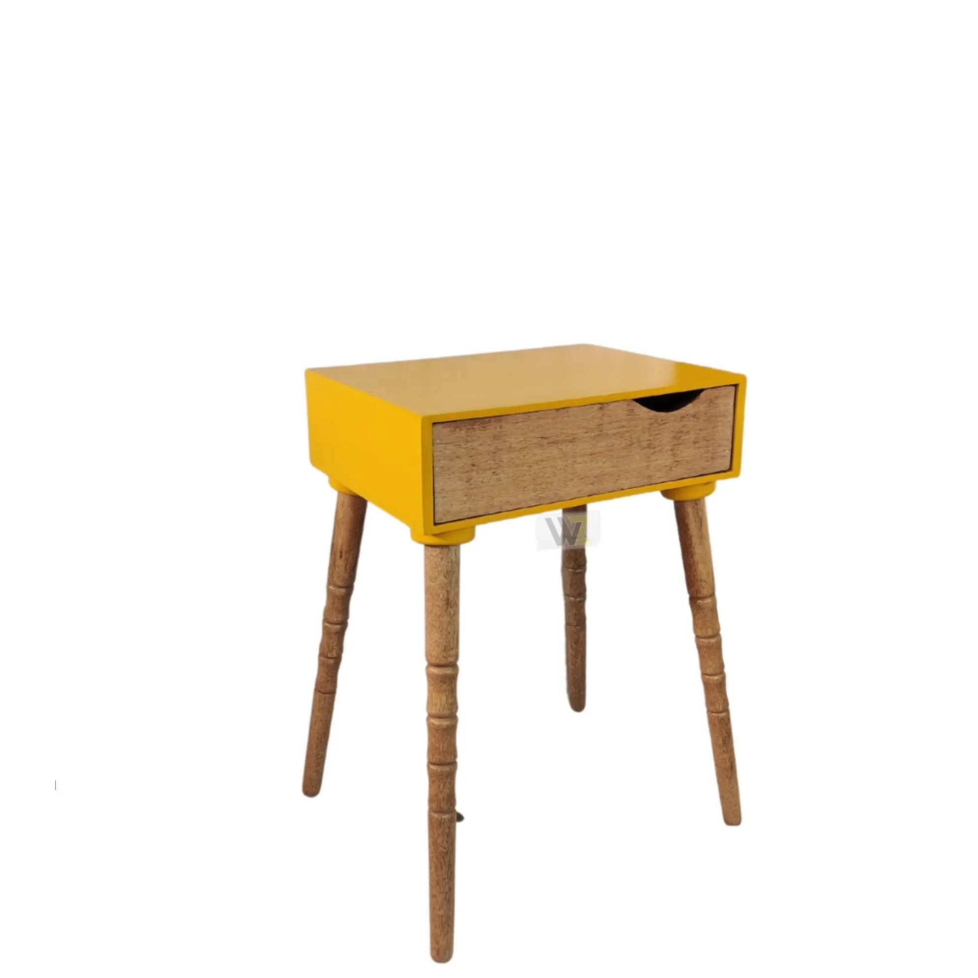 WoodenZone Nightstand, Mid-Century Modern Bedside Table with Solid Wood Legs, Adorable and Practical End Side Table with Storage Drawer for Living Room -Yellow